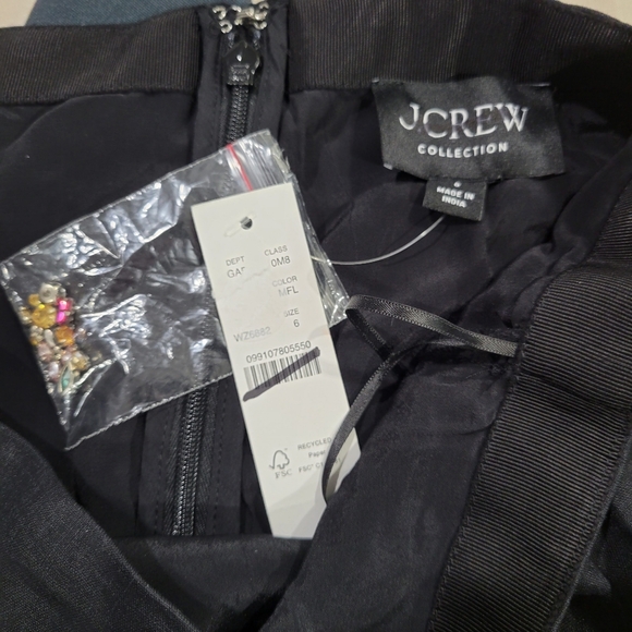 J Crew Collection embellished knee-length skirt in ramie CL667 NWT Black Floral - Picture 8 of 11